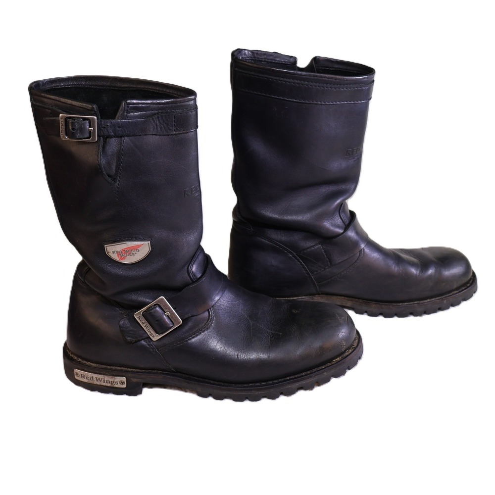 Red Wing Mens 11 E2 Engineer Boots Black Leather Vibram Lug Sole 970